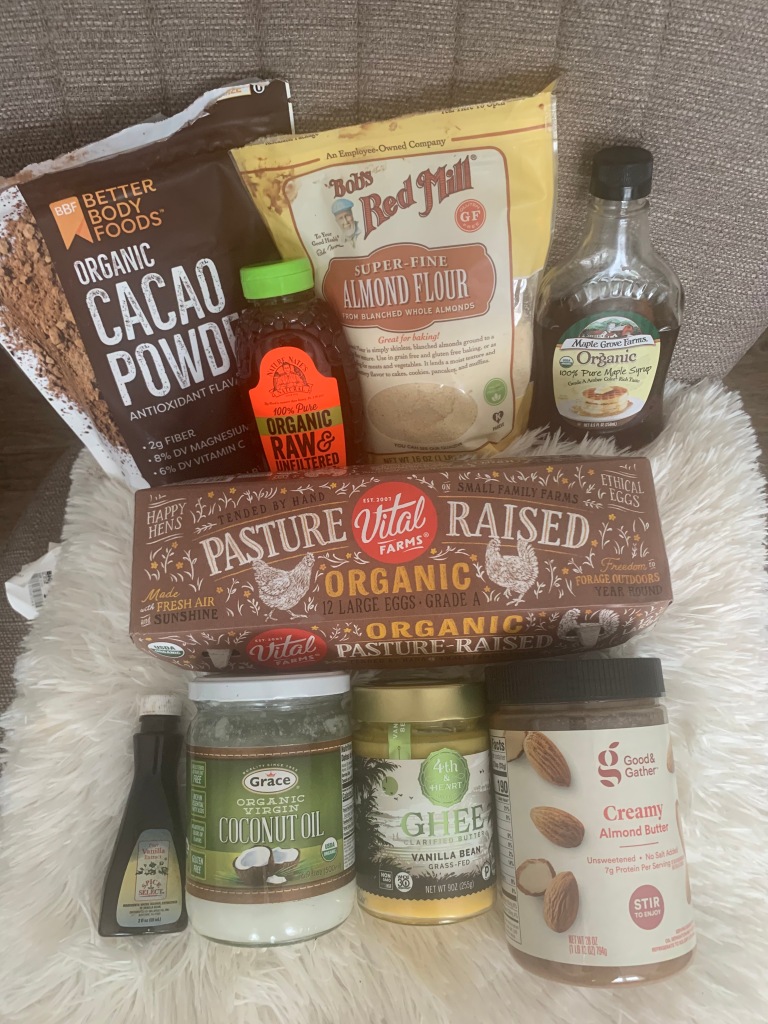 All of the ingredients for the Paleo brownie recipe