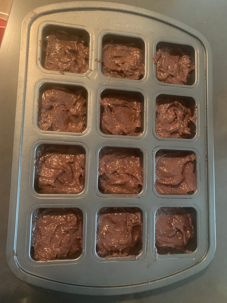 Paleo brownies with almond butter in a pan