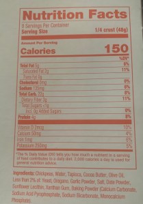 Banza pizza crust nutritional facts