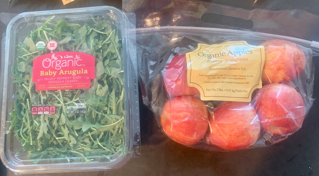 Lidl organic arugula and organic apples