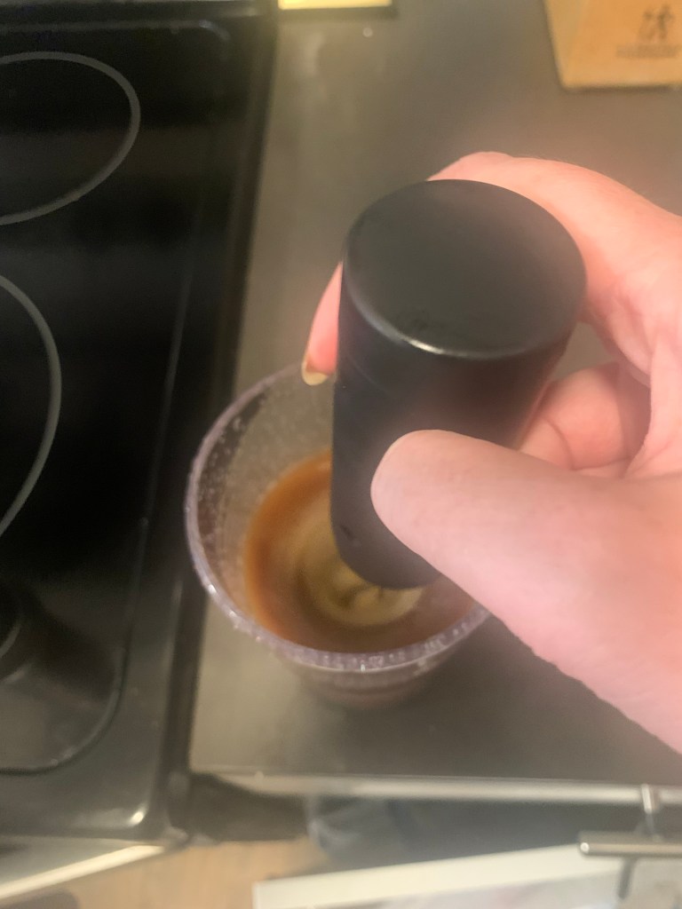 cold brew cup with hand blender
