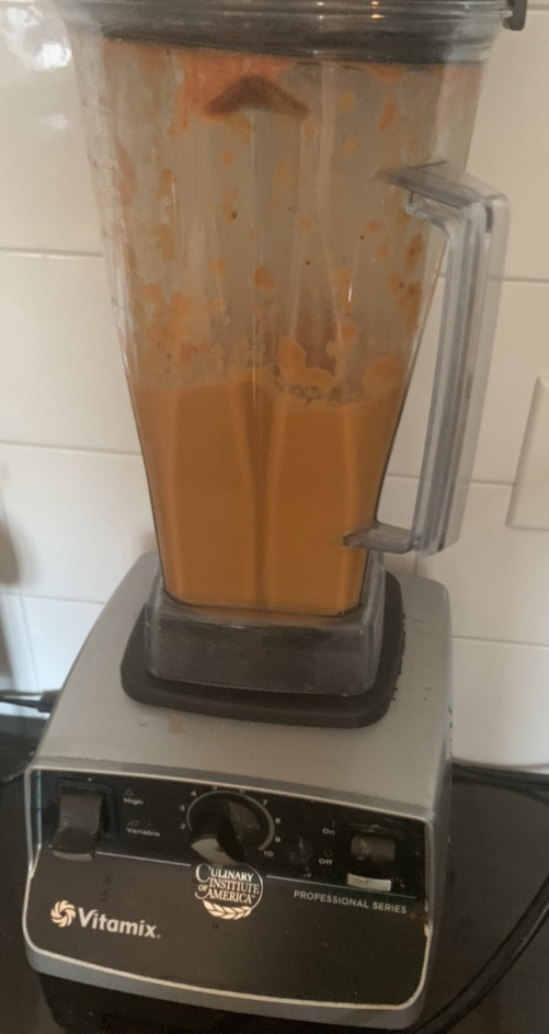 Vitamix blender with roasted pepper sauce