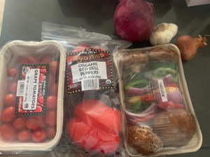 Vegetables and garlic purchased at Trader Joe's