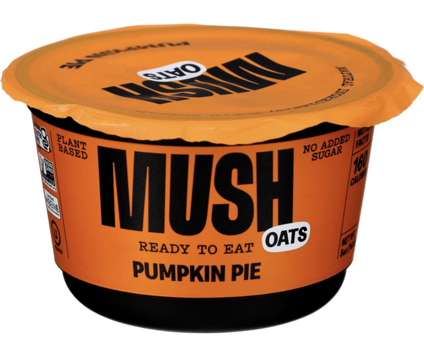 MUSH ready to eat pumpkin pie flavored orange container
